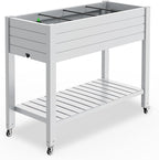 Durable Resin Raised Garden Bed with Drainage Holes & Reinforced Corners - Lightweight Flower Boxes Outdoor for Vegetables, Herbs, and Patio Garden Enclosure System (Ashen, 43.31*17.72*33.66)