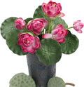 2Pcs Artificial Lotus Flower Decor, 12.5inch 7 Head Water Lilies, Outdoor Pond Plants, Silk Artificial Flower Lotus, Household Living Room and Dining Table Decoration (Red)