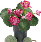 2Pcs Artificial Lotus Flower Decor, 12.5inch 7 Head Water Lilies, Outdoor Pond Plants, Silk Artificial Flower Lotus, Household Living Room and Dining Table Decoration (Red)