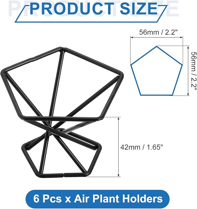 uxcell 6Pcs Air Plant Holder, Makeup Sponge Drying Holder Rack, Tabletop Air Fern Display Stand, Makeup Beauty Egg Dry Stand for Dressing Table Home Decoration, Black (56x56x42mm)