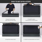 REPTI ZOO Collapsible 60 Gallon 36" Wide Reptile Tank, Tempered Glass Large Reptile Terrarium 36"x18"x24", Black PVC Back, Front & Top Ventilation & Anti Escape Lid, Easy Folding