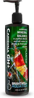 Brightwell Aquatics Caridina GH+ Mineral Supplement Restores Calcium Magnesium Potassium Sodium in Soft RO/DI Water for Shrimp Breeding and Plant Health, 250 ml