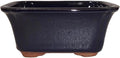 Brussel's 6" Rectangle Bonsai Glazed Ceramic Pot (Small, Dark Navy)