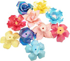 10 PCS 3D Flower Ceramic Tiles,1.6" Handmade Procelain Ceramic Flowers for Artwork,Fish Tank,Vases,Living Room, Dining Table,Office, Home Floral Decor (Double-Flowered Iridescent Mix Color)
