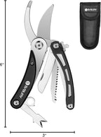 BIBURY Gardening Hand Pruners, 5 in 1 Multitools Folding Scissors 420 Stainless Steel Pruning Shears Bonsai Cutters for Tree Trimmers Secateurs,Garden Scissors,Garden Shears,Clippers for The Garden