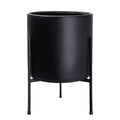 D'vine Dev Modern Black Plants Pot Cylinder Planter with Heavy Duty Stand, Large 12 Inch Pot, 17.6 Inch with Stand Height, 96-T-B-3