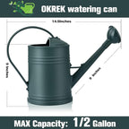 Plastic Watering Can for Indoor Plants Outdoor Garden Flowers - House Plant Watering Can with Sprinkler Head (1/2 Gallon, Green)