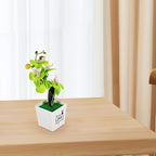 Artificial Moth Orchid Potted Plant Green Plastic Desktop Faux Flower Simulation Home Décor Tabletop Artificial Potted Flower for Living Room Office