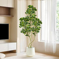 Large Artificial Ficus Tree 70135cm Realistic Fake Rubber Plant with Green Tropical Leaves, Indoor Outdoor Decorative Faux Tree for Home, Office, Living Room or Garden