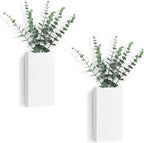 Dahey 2 Pack Wood Wall Planter Vase with Artificial Eucalyptus Farmhouse Wall Hanging Decor Pocket Planter for Indoor Fake Plants Greenery Flowers Living Room Bedroom Kitchen Home Decoration, White