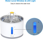 Wonder Creature Cat Water Fountain with Stainless Steel Lid, 2.4L/81oz Automatic Cat Fountain with 4 Filters & 4 Sponges, LED Light and Water Level Window for Cats and Dogs