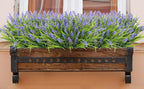 obbsie 36 Bundles Artificial Plants Outdoor, 18.2" UV Resistant Faux Monkey Grass Greenery Stems No Fade Faux Plastic Flowers Shrubs for Home Weddings Garden Porch Front Patio Office Decor - Purple