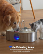 3.4Gal Dog Water Fountain for Large Dogs, 13L Stainless Steel Large Pet Fountain with Deeper & Wider Drinking Area, Automatic Dog Water Bowl Dispenser with Water Window (with 7 Filters)