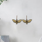 Laisgee Death Head Moth Airplant Holders, Gothic Wall Hanging, Skull Moth Indoor Planter Halloween Witchy Wood Air Fern Holders for Plant Lover Bug Collector, 2 PCS