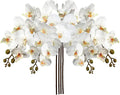 DILATATA 4 Pcs Artificial Orchid Stems with 9 Large Flowers Real Touch Phalaenopsis Orchids Flowers Fake Flower Branches 31.5" Tall for Home Arrangement -White Green Orchid