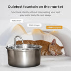KittySpout Stainless Steel Cat Water Fountain Automatic Drinking Fountain, Quiet Circulating Water Bowl, Dishwasher Safe, Indoor Pet Fountain for Hydrated Healthy Cats (Stainless Steel, 3.2L Corded)