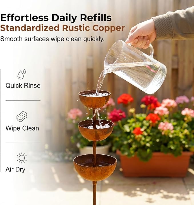 Rain Catcher - Plant Support Metal Garden Ornament with Water Catching Design, Rain Catcher Garden Stake Plant Stake Support for Climbing Flowers, Decor Yard for Garden Sculpture Bee Bird (1)