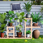 Solar Powered Drip Irrigation Kit with 7 Timer Modes for 30 Pots, IP65 Self Watering Solar Auto Irrigation System Greenhouse Watering Systems for Indoor Outdoor