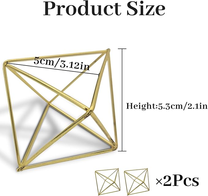 Hanging Air Plants Holders, 2Pcs Metal Air Plant Hangers for Small to Medium Sized Air Plants, Himmeli Geometric Planter to Add a Sense of Style and Relaxation for Home Office (2pcs, Gold)