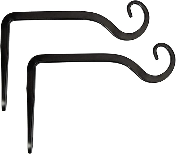 Mkono Plant Hangers Indoor, 6 Inch Metal Plant Bracket, Decorative Wall Hooks for Hanging Plants, Bird Feeder, Flower Basket, Wind Chimes, Home Outdoor Decor, 2 Pack Black
