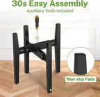 iDavosic.ly Adjustable Plant Pot Stand 2 Pack Indoor Outdoor, Mid Century Modern Bamboo Short Single Flower Holder Fits 8 to 12 Inch Large Heavy Duty Planter (Not Included) | Black