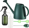 Reallnaive 6 Pcs Indoor Watering Can Set 1/2 Gallon Can 6.8 oz Spray Bottle 17 oz Squeeze Bottle Plant Watering Globes Soil Moisture Meter Small Spraying Set for Indoor Outdoor Plants (Dark Green)