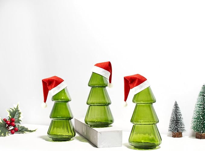 XXXFLOWER 3Pcs Tree-Shaped Glass Planter Christmas Tree Decorations for Tabletop Hydroponics Home Office Garden Green Propagation Station Vase for Flowers Gifts for Plant Lovers（Plant NOT Included）