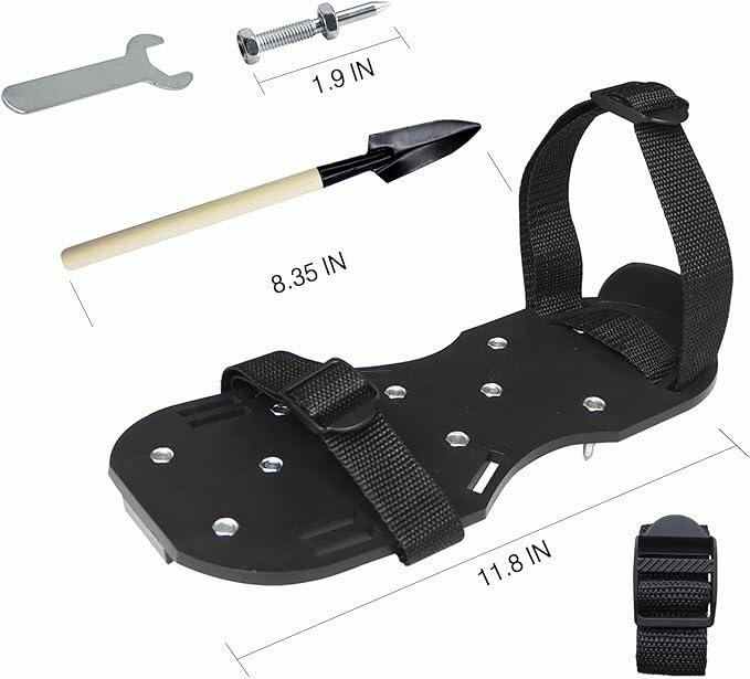 Lawn Aerator Shoes Set with Shovel, All New Unique Design Soild Installation Heavy Duty Spiked Aerating Sandals, for Yard Patio Lawn Garden - Medium