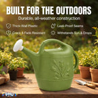 PMU 2 Gallon Watering Can - Garden Watering Can for Indoor & Outdoor Plants - Plastic Water Can with Detachable Sprinkler Head - Large Water Pot, Made in USA - Sage Green Pkg/6