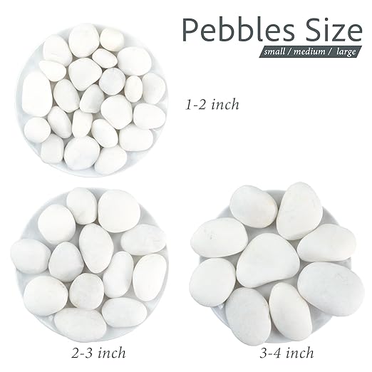 River Rocks, 20lbs White Pebbles for Indoor Plants, 1-2 Inch Aquarium Rocks, Natural Stones for Landscaping Garden Paving Plant Rocks Crafting Walkways