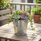 Hosley 3 Pack of Galvanized Planters 5" Dia x 4.5" H Durable Metal Plant Pots for Floral Arrangements Indoor and Outdoor Gardening with Vintage-Inspired Charm Rustic