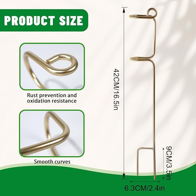 Gold Flower Stakes and Supports - Stylish Indoor Plant Trellis for Pothos, Amaryllis, Monstera, Fishbone Cactus, and Orchids | Perfect Home Garden Decor