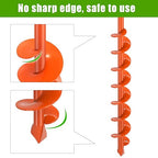 Insaga 1.6×32'' Auger Drill Bit for Planting, Carbon Steel Orange Powder Coated Spiral Drill Bit with Pointed Tip & Welded Blades, Safe Garden Auger for Post Hole Digger, Bulb Planter Tool