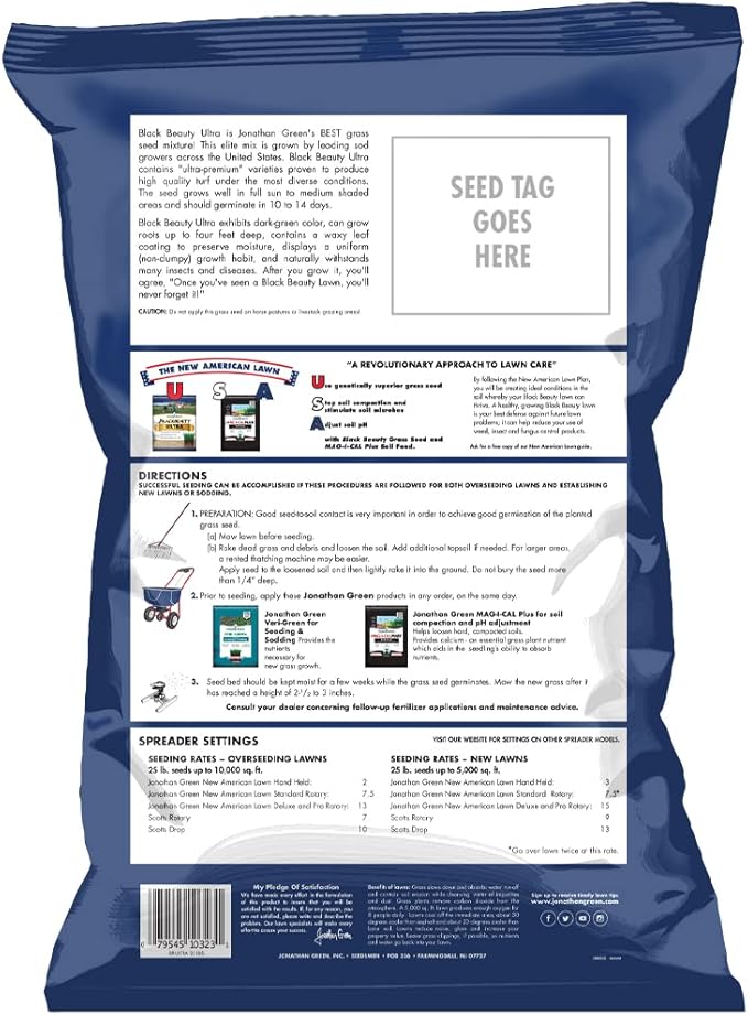 Jonathan Green (10323) Black Beauty Ultra Grass Seed - Cool Season Lawn Seed (25 lb)