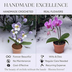 Handmade Crochet Orchid Potted Plants, Knitted Artificial Forever Flowers with Exquisite Pot, for Friends, Women, and Kids, Ideal for Home Decorations and Office Desks