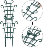 UWIOFF 12 Pack Trellis for Potted Plants, Garden Trellis for Climbing Plants Plastic Mini Climbing Plant Trellis Flower Pots Support Stackable Trellis for Climbing Plants Peas, Dark Green