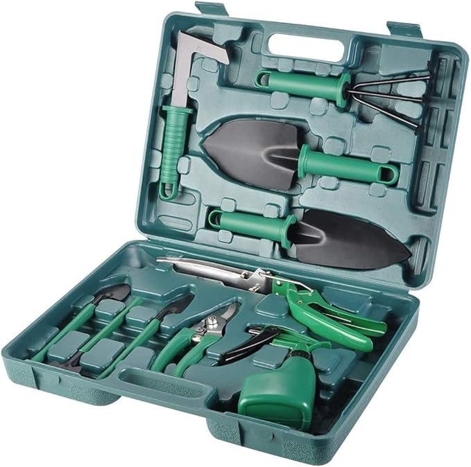 10PCS Gardening Tool Set Plant Care Mechanics Kit Pruning Tools with Carrying Case
