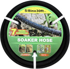 Taisia 5/8" Soaker Hose 30 ft Round Rubber Garden Water Hoses, Heavy Duty Drip Hose for Watering Irrigation, Water Seeper Soaker Hoses for Garden, Lawn and Plants