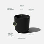 Veradek Round Black Plastic Planter Pots for Indoor/Outdoor Garden Use, with Drainage Holes, Suitable for Small to Large Succulent Plants, Flowers, Modern Interior Plants