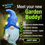 Peace Gnome Garden Statue - Original Design - Blue Peace Gnome Design for Yard, Lawn, Patio, Porch - Weatherproof Resin Garden Decoration - Solar Light - Outdoor Decor & Unique Gnome Gift for Women