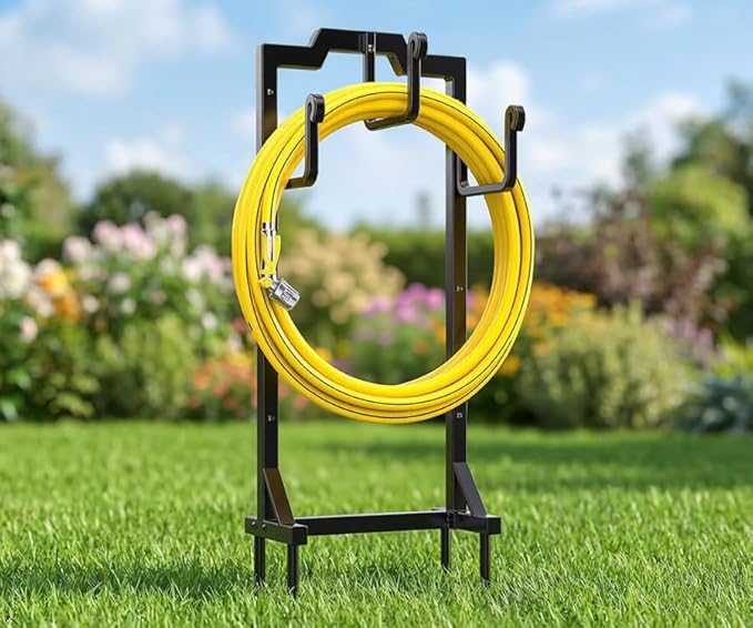 Skycarper Garden Hose Reel Holder Water Hose Hanger Organizer Stand,Black