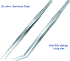Aquarium Aquascape Tools Kit + Brush - 15 inch Stainless Steel Aquatic Tweezers/Feeding Tongs, Scissors, Spatula, Algae Scraper, Rake for Fish Tank Cleaning Scrubbing, Trimming, Terrarium Supplies