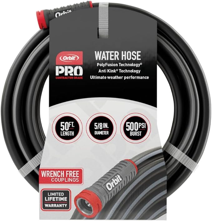 Orbit Pro POLYFUSION Heavy Duty Water Hose (50-Foot x 5/8-Inch)
