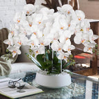 Orchid White 31.5" Real Touch Signal Stem Phalaenopsis Orchid Spray with 9 Large Flowers for Home Arrangement, Artificial Flowers for Home Decor, Office House Decor- White Orchids Flowers 2 Pcs