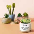 Ceramic Succulent Planter Pots for Dad, Thank You for Helping Me Grow Gifts from Daughter Son, 3.6 Inch Small Cactus Flower Pot with Drainage, Fathers Day Birthday Gifts for Dad Father