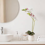 Fake Orchid in Vase Artificial Orchids That Look Real with Pot Artificial Flowers for Home Decor (White)
