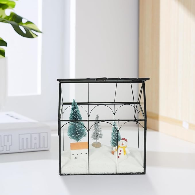 Ferrisland Glass Plant Terrarium Container Wardian Case Indoor Small Succulent Terrarium Planter W/Door for Tabletop Decor DIY (6" L x 4.3" W x 6.3" H)