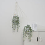 Decorative Hanging Plants for Shelf, Faux Ivy Eucalyptus Vine, Fake Greenery in White Pot (Extra Large)