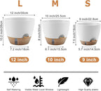 QRRICA Self-Watering Plant Pots with Water Level Indicator, Drainage Holes & Saucers – 12/10/9 Inch Large Plastic Planter Set for Indoor & Outdoor Plants (White)