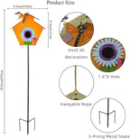 DREAMSOUL 37" Bird Houses for Outside, Hanging Bird House with 3D Design Metal Birdhouse Pole for Patio Yard Garden